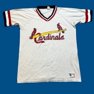 Vintage St. Louis Cardinals MLB baseball sand-knit v-neck tshirt fits medium